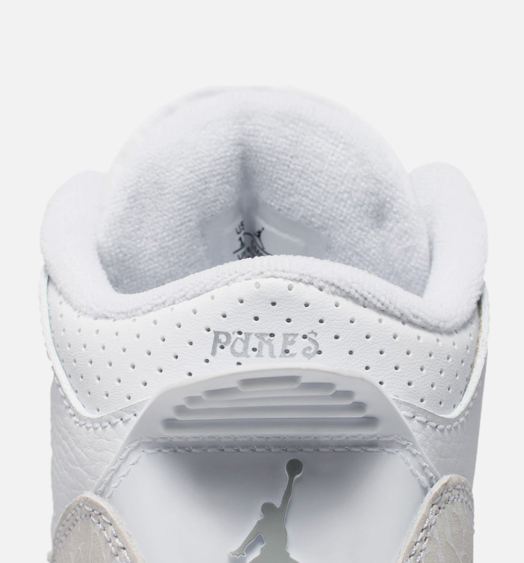 Air Jordan 3 Retro White and Silver 学前儿童生活方式运动鞋 - 白色/金属银