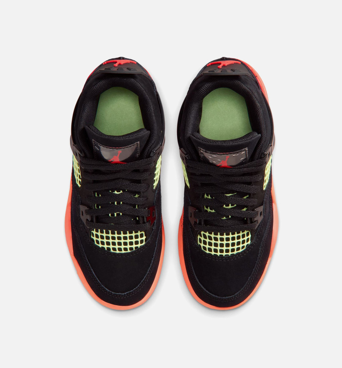 Air Jordan 4 Retro Black Infrared 23 学前儿童生活方式运动鞋 - 黑色/燭红色/芒果橙