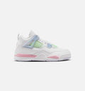 Air Jordan 4 Retro Medium Soft Pink 学前儿童生活方式运动鞋 - 白色/柔和粉/半蓝色