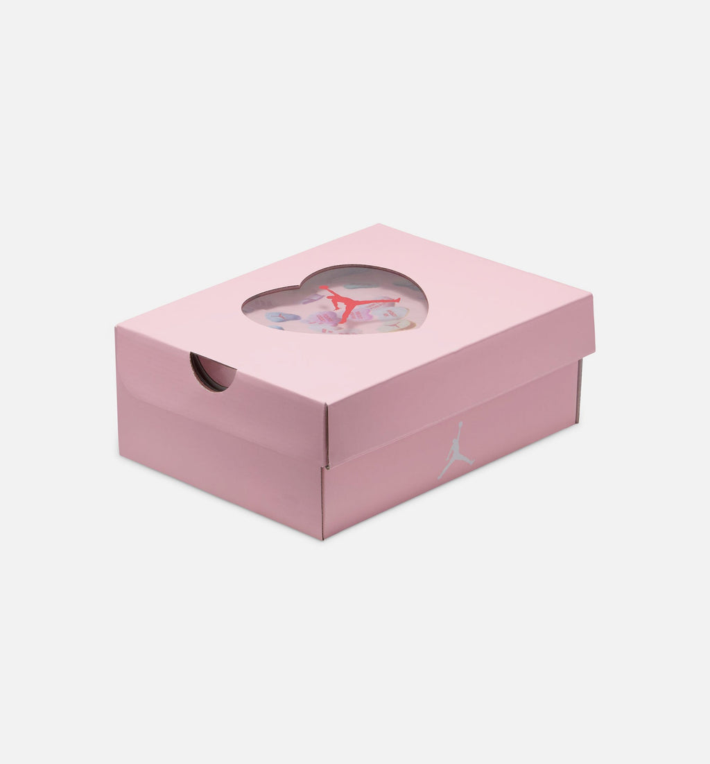 Air Jordan 4 Retro Medium Soft Pink 学前儿童生活方式运动鞋 - 白色/柔和粉/半蓝色