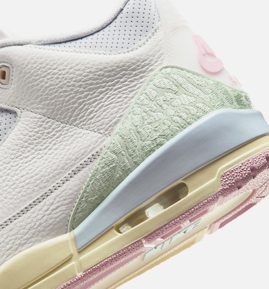 Air Jordan 3 Retro Sail and Jade Aura - 男款生活方式运动鞋（帆布白/翡翠晦光/晦光灰/冒柜舔红）