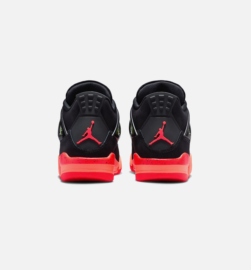 Air Jordan 4 Retro Black Infrared 23 小学生生活方式运动鞋 - 黑色/燭红色/芒果橙