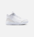 Air Jordan 3 Retro White and Silver 学前儿童生活方式运动鞋 - 白色/金属银