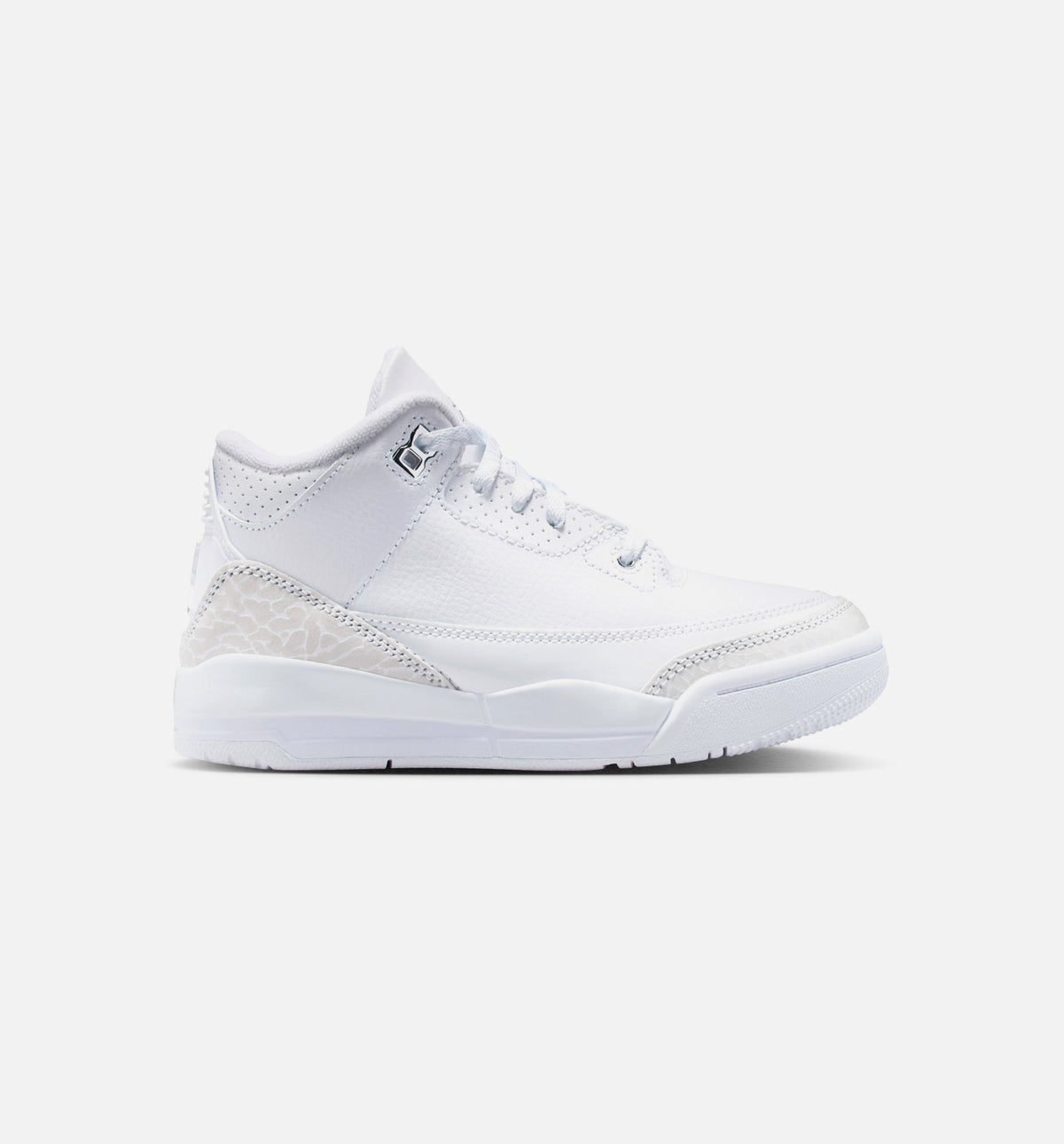 Air Jordan 3 Retro White and Silver 学前儿童生活方式运动鞋 - 白色/金属银