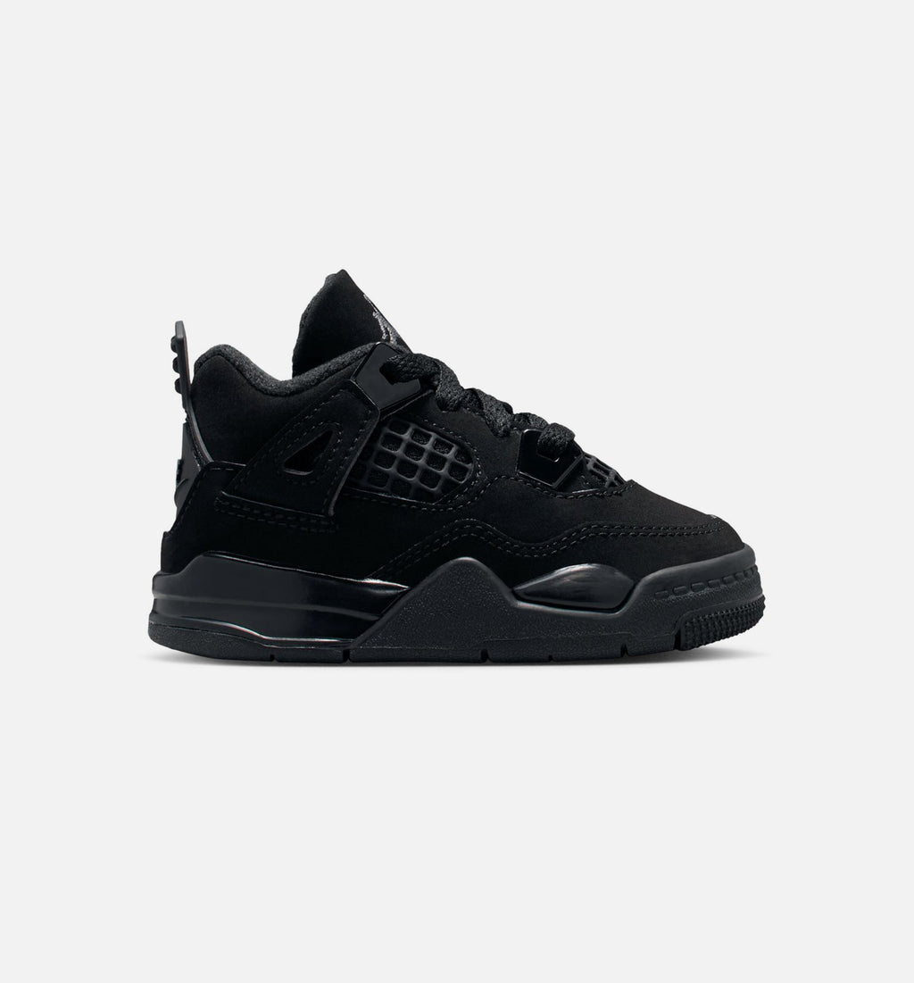 Air Jordan 4 Retro Black Cat 婴幼儿生活方式运动鞋 - 黑色/深黑/浅石墨灰