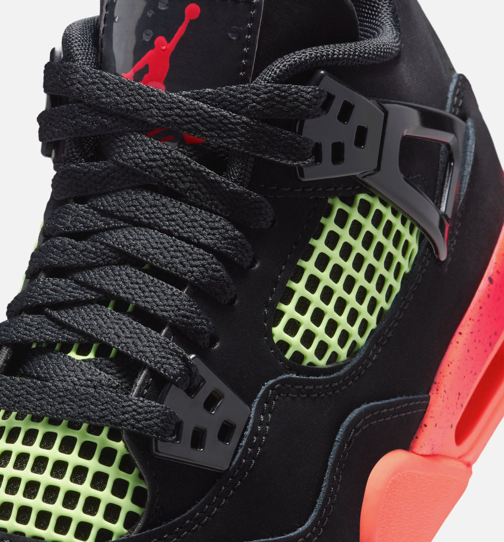 Air Jordan 4 Retro Black Infrared 23 小学生生活方式运动鞋 - 黑色/燭红色/芒果橙
