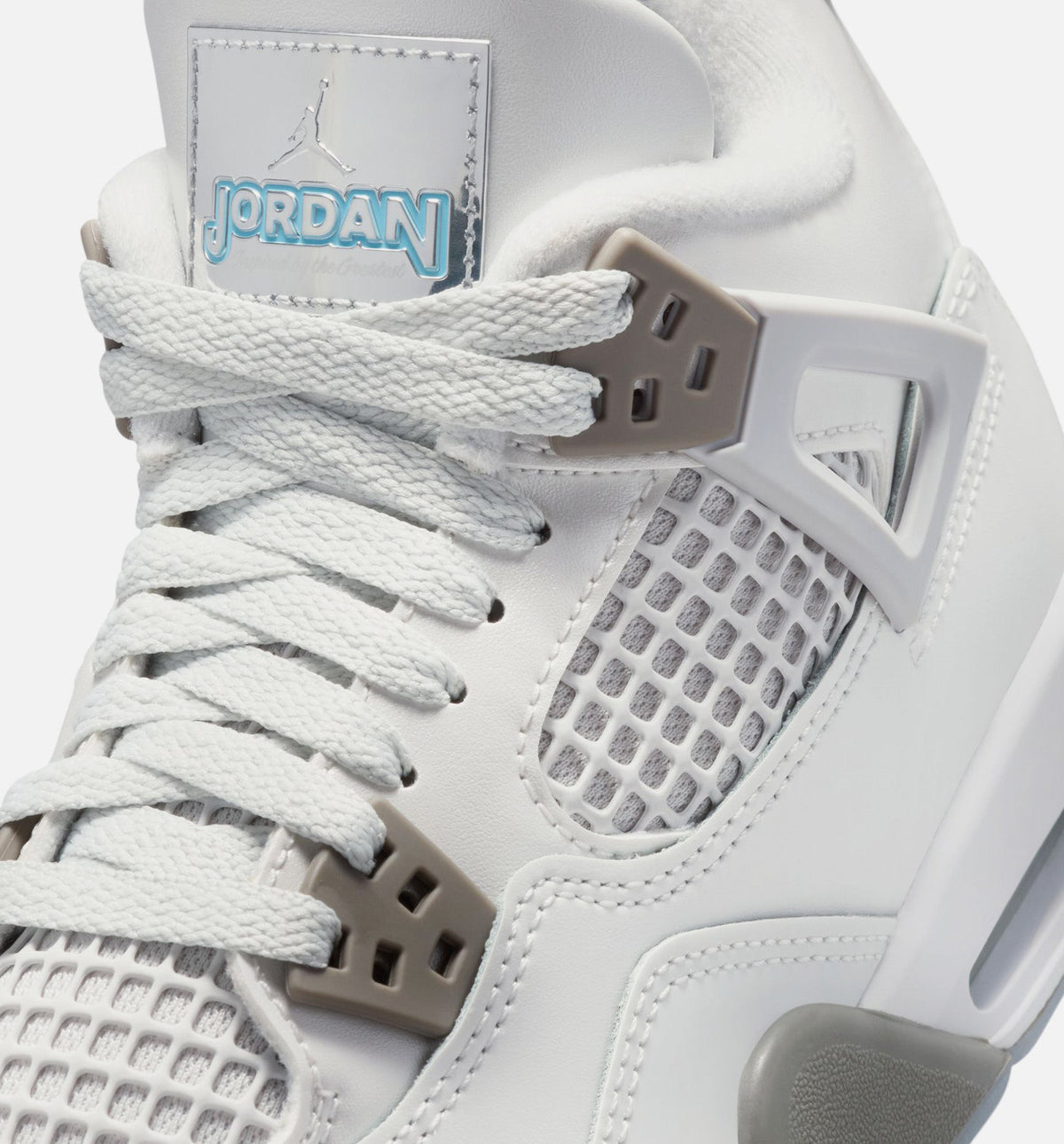 Air Jordan 4 Retro Blue Chill 小学生生活方式运动鞋 - 光子灰/冰蓝/铅灰/白色/蓝色淡