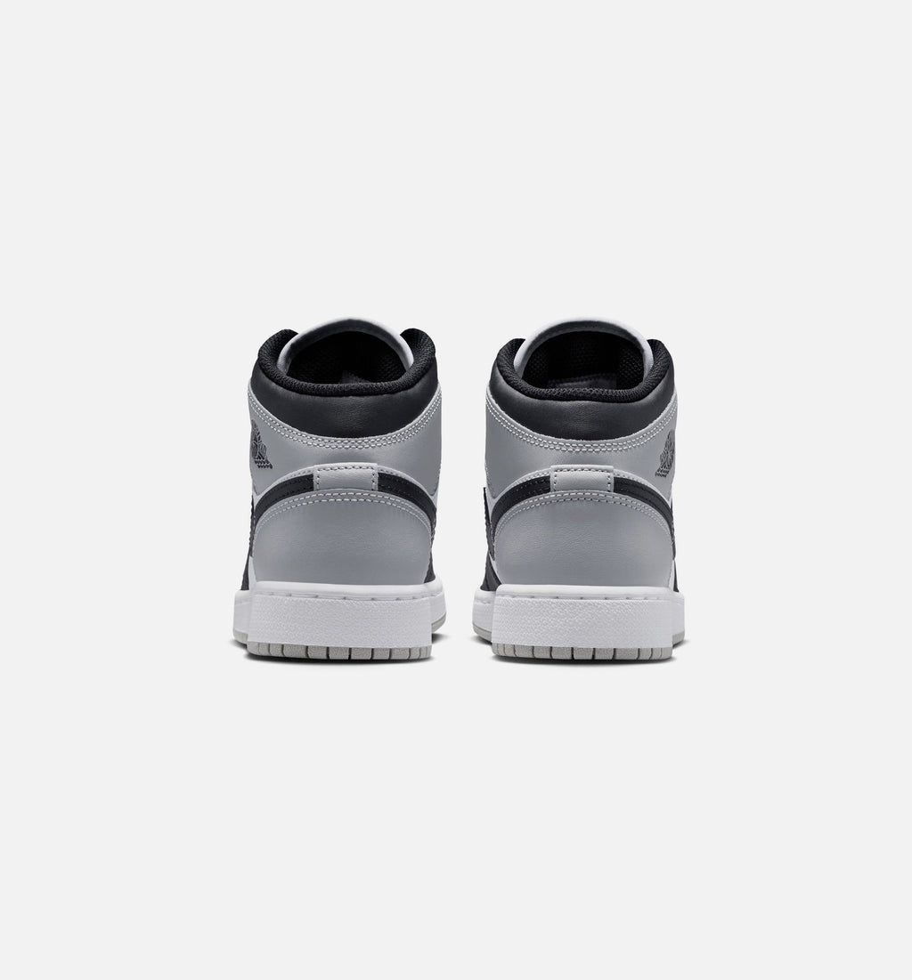 Air Jordan 1 Mid - 青少年生活方式运动鞋（白/淡烟灰/黑）