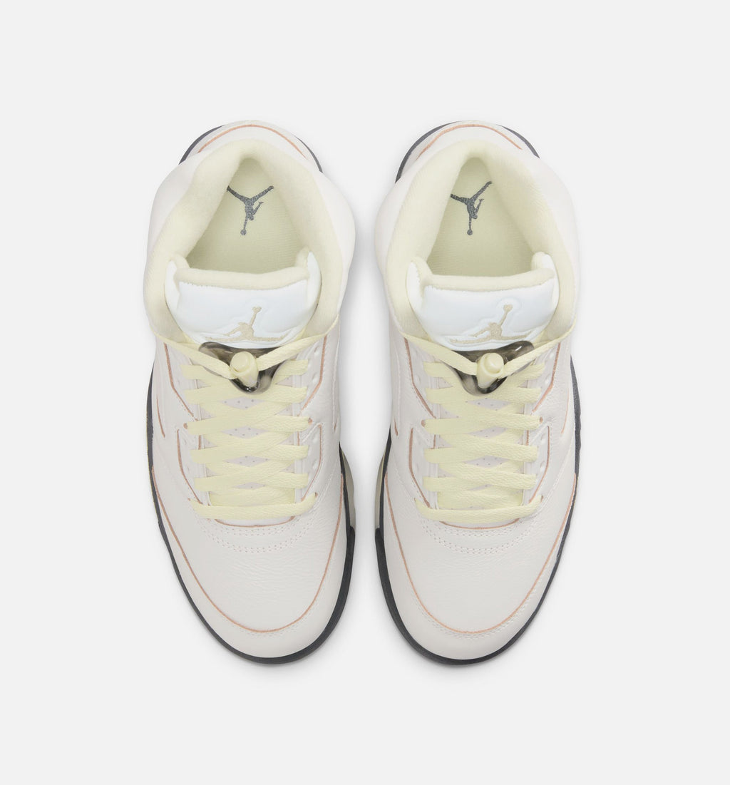 Air Jordan 5 Retro Luminous Green and Sail - 女款生活方式运动鞋（帆布白/荧光绿/深灰）