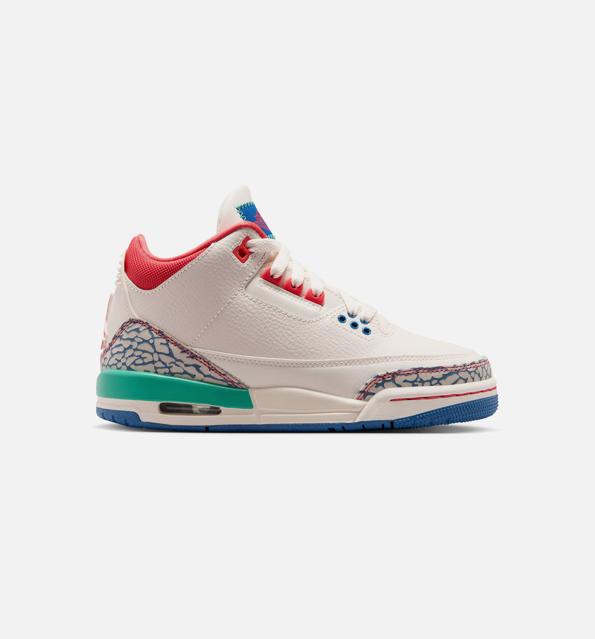 Air Jordan 3 Retro Play Your Way - 青少年生活方式运动鞋（粉笔白/赛道红/真蓝/动能绿）