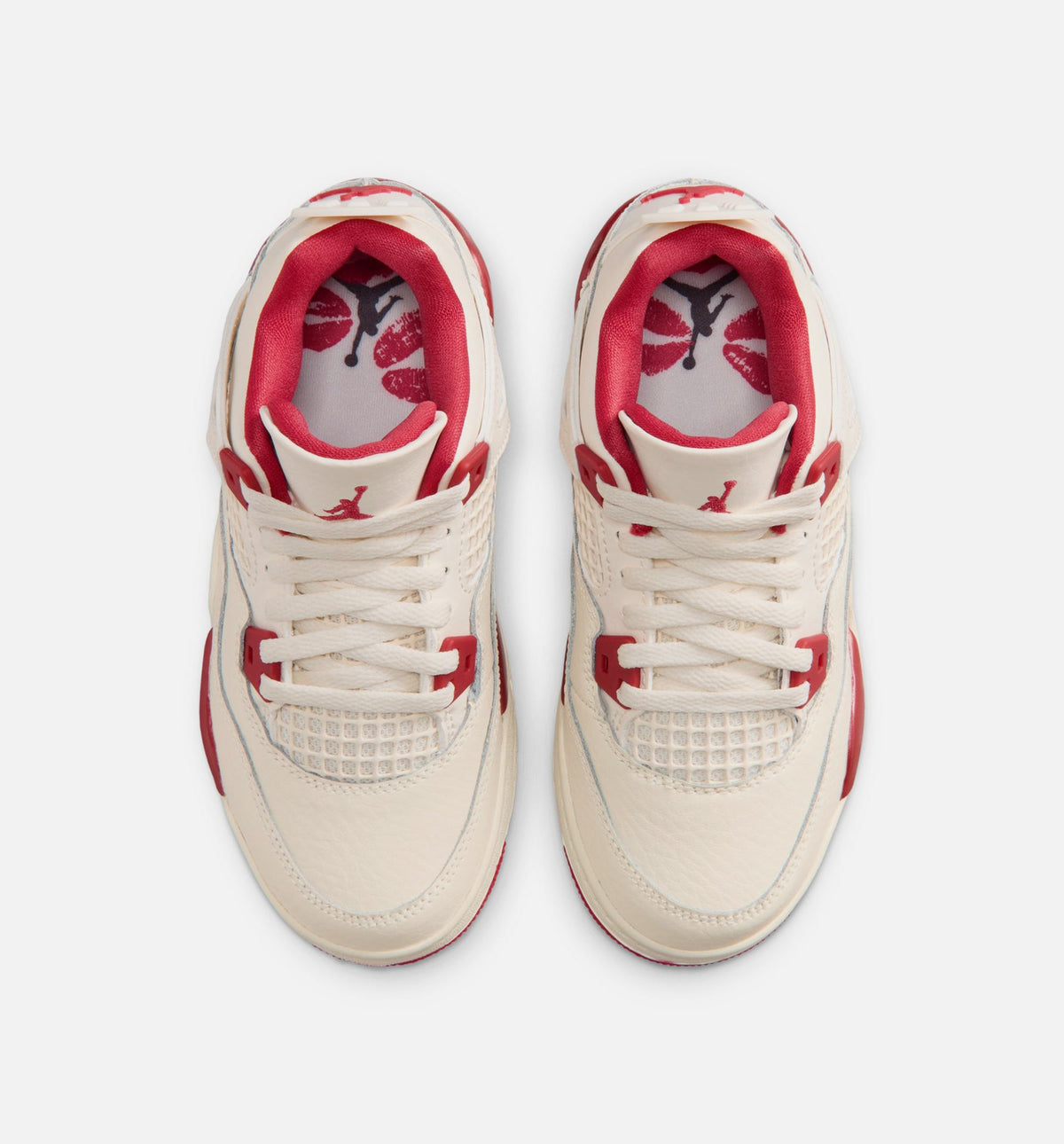 Air Jordan 4 Retro Valentine's Day 学前儿童生活方式运动鞋 - 淡象牙/閅山红/激红