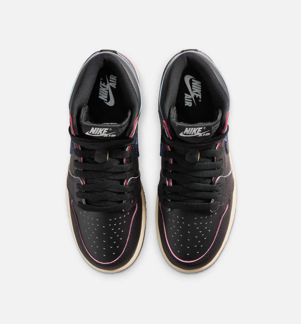 Air Jordan 1 Retro High OG Black and Muslin - 青少年生活方式运动鞋（黑/亚麦白）