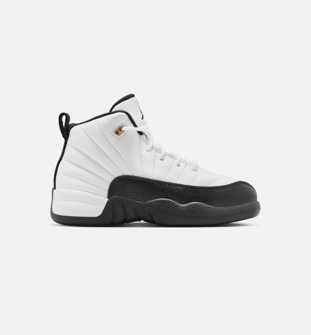 Air Jordan 12 Retro Taxi 学前儿童生活方式运动鞋 - 白色/黑色/出租车黄