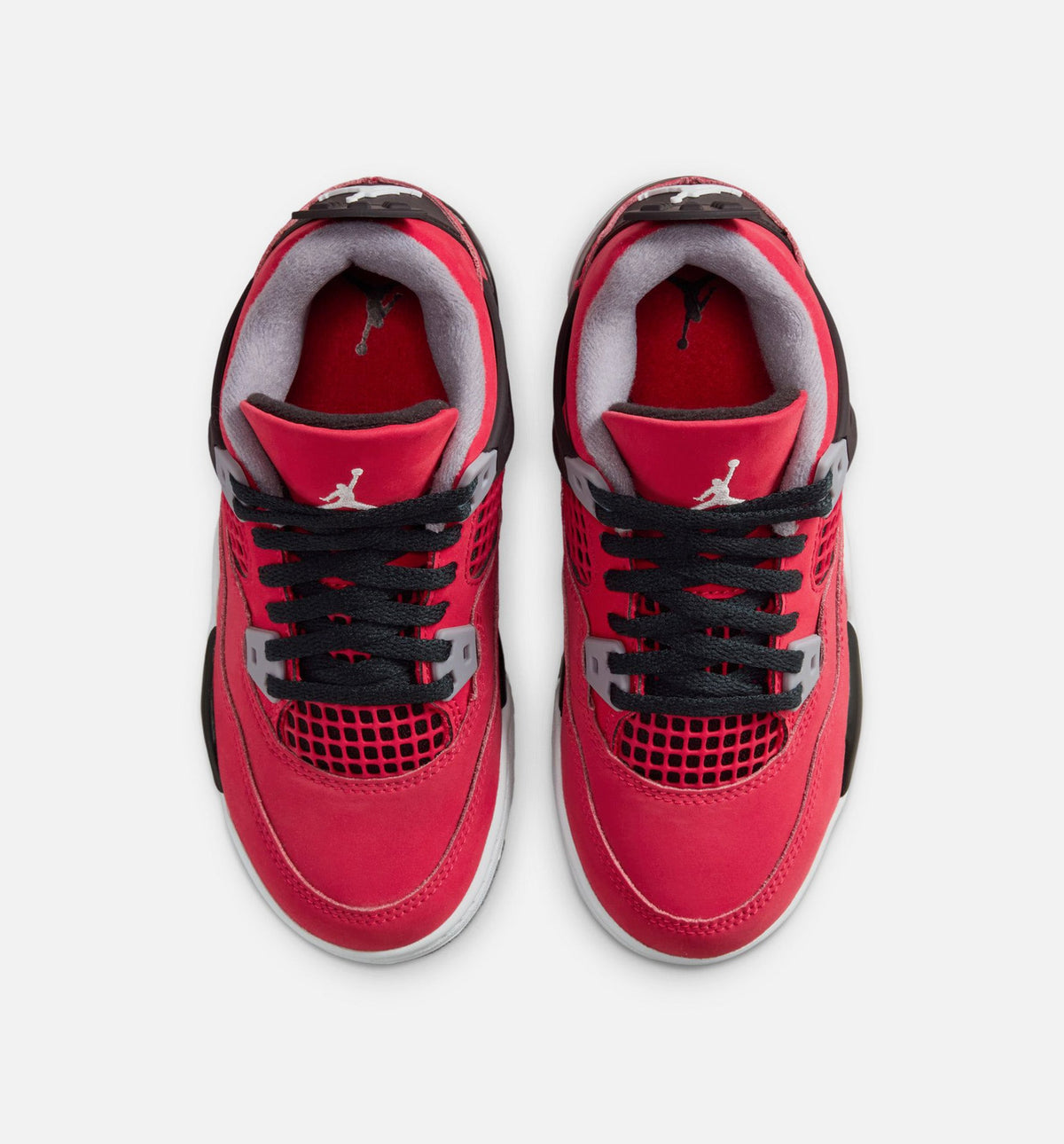 Air Jordan 4 Retro Toro Bravo 学前儿童生活方式运动鞋 - 火焰红/白色/黑色/水泥灰