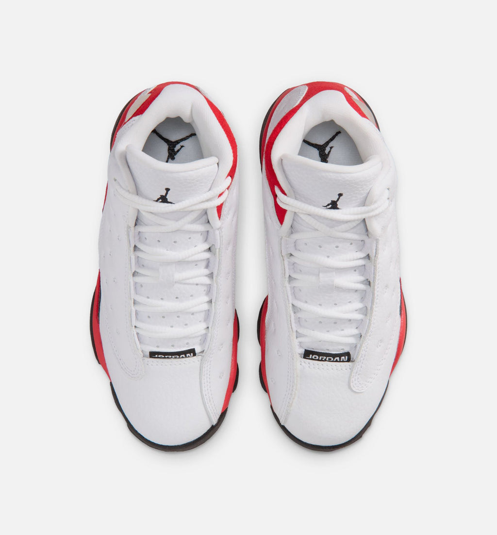 Air Jordan 13 Retro White and University Red - 学前儿生活方式运动鞋（白/黑/真红）