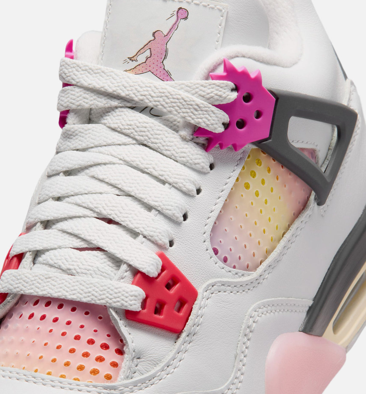 Air Jordan 4 Retro Comic 小学生生活方式运动鞋 - 脱白/火焰粉/深灰