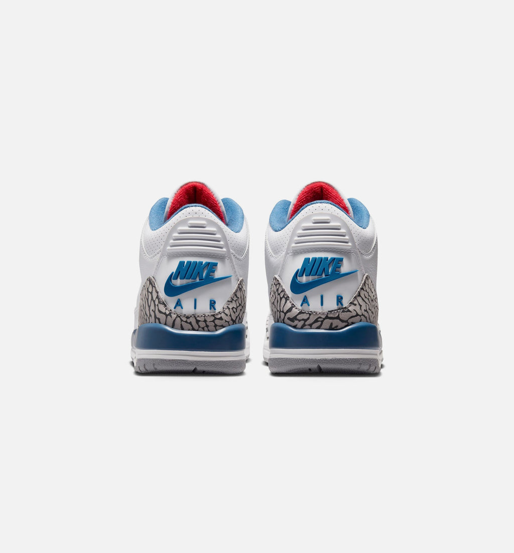 Air Jordan 3 Retro OG True Blue - 青少年生活方式运动鞋（白/火焰红/真蓝）