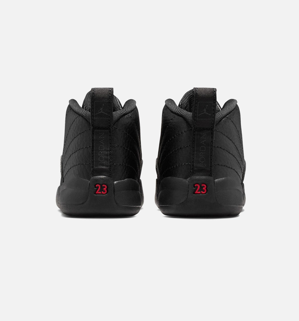 Air Jordan 12 Retro Bloodline 婴幼儿生活方式运动鞋 - 黑色/校服红