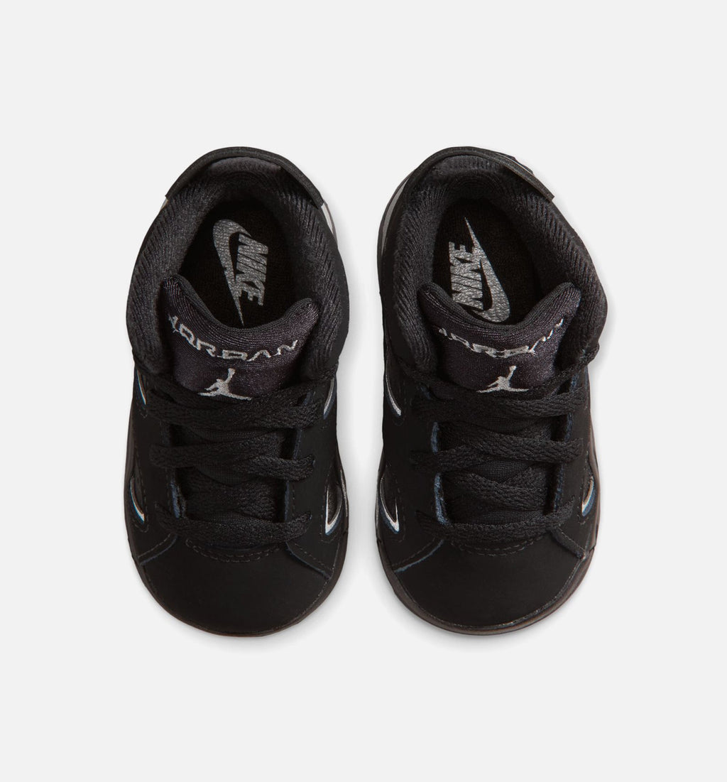 Air Jordan 6 Cap & Gown 婴幼儿生活方式运动鞋 - 黑色/反光银/黑色