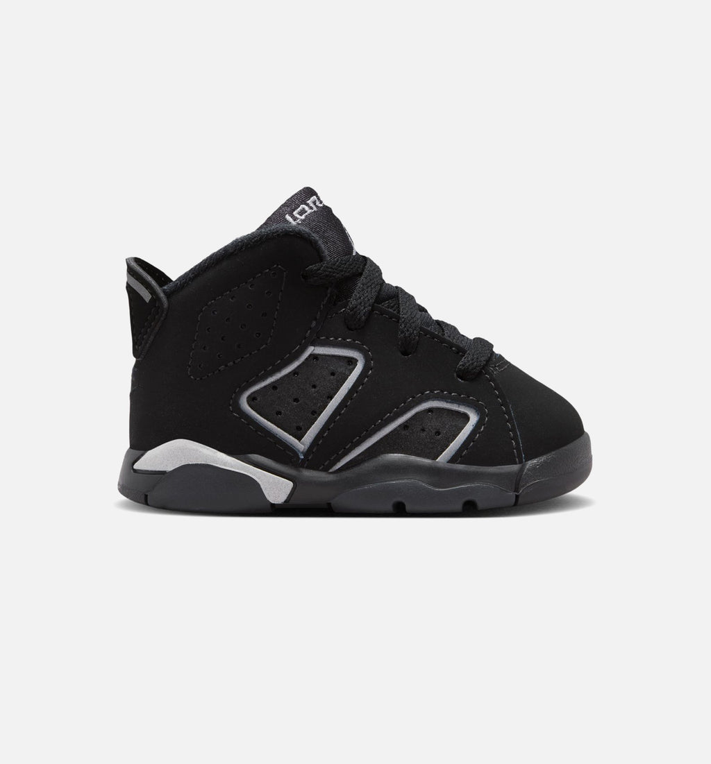 Air Jordan 6 Cap & Gown 婴幼儿生活方式运动鞋 - 黑色/反光银/黑色