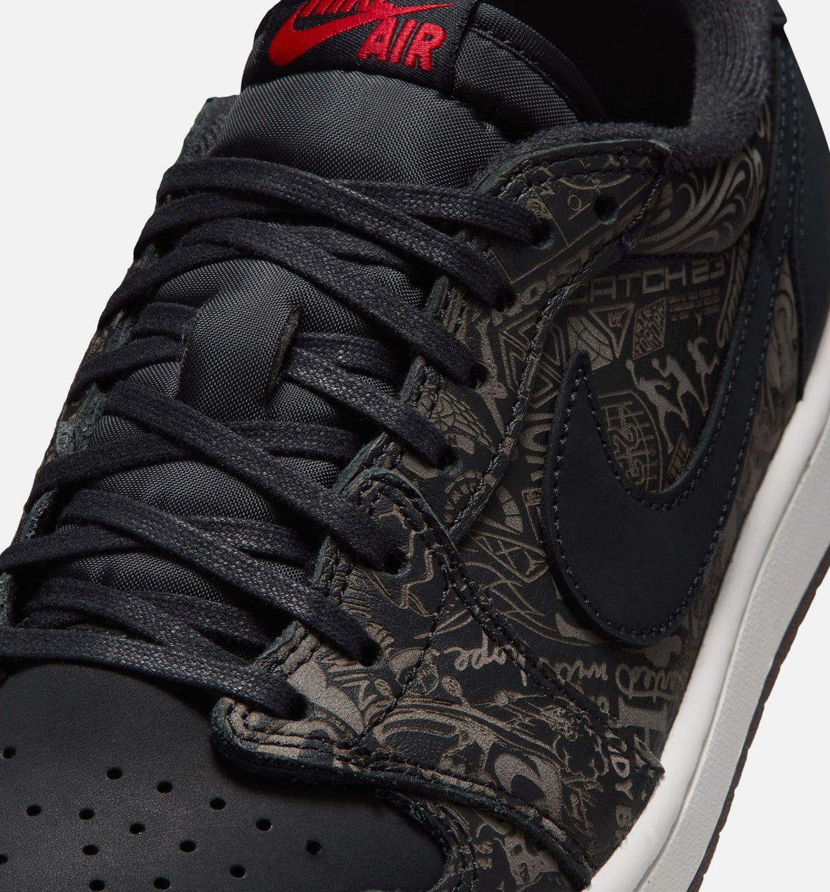 Air Jordan 1 Retro Low OG Laser - 男款生活方式运动鞋（黑/红/峰白）