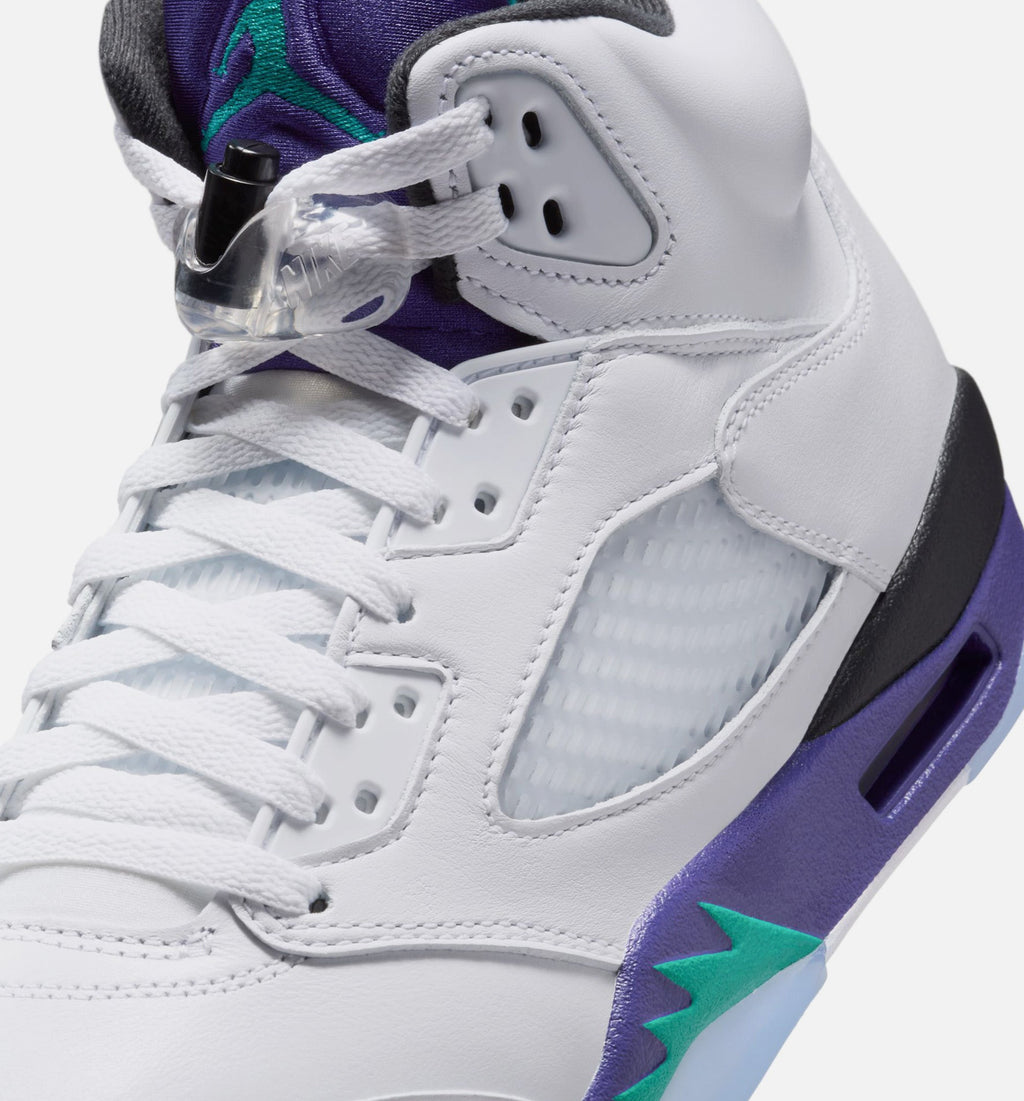 Air Jordan 5 Retro Grape 男款生活方式运动鞋 - 白色/新绿/葡萄冰/黑色