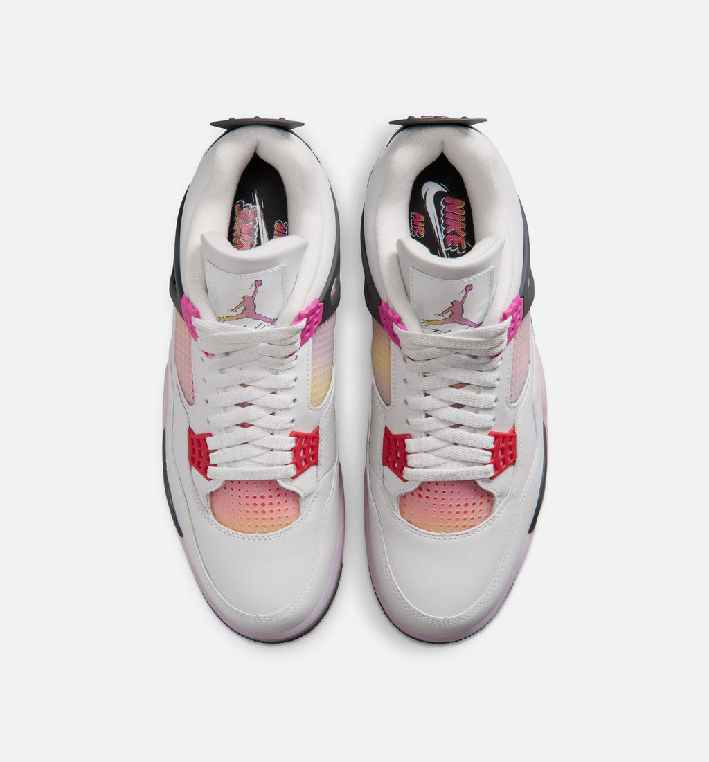 Air Jordan 4 Retro Comic 男款生活方式运动鞋 - 脱白/火焰粉/深灰