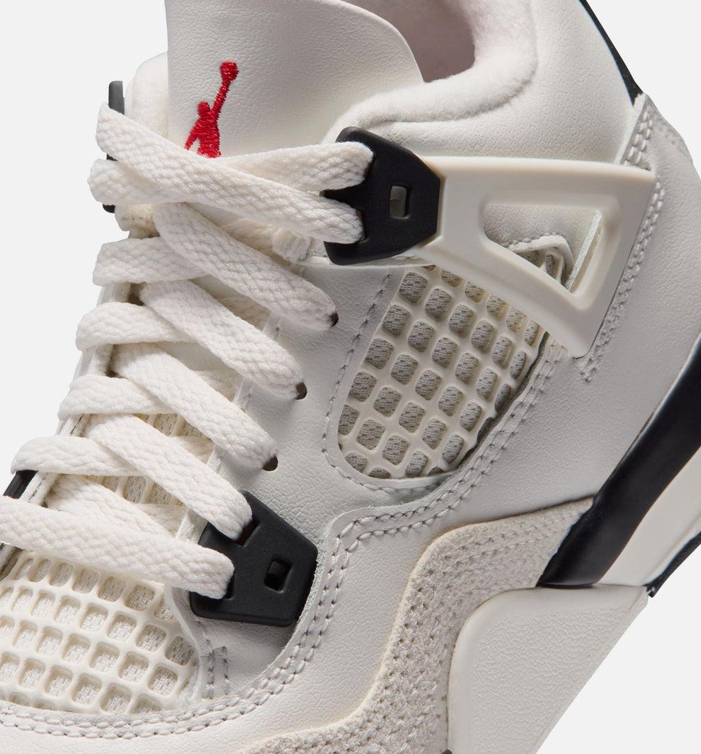 Air Jordan 4 Retro Flight Club 学前儿童生活方式运动鞋 - 帆布白/黑色/大学红