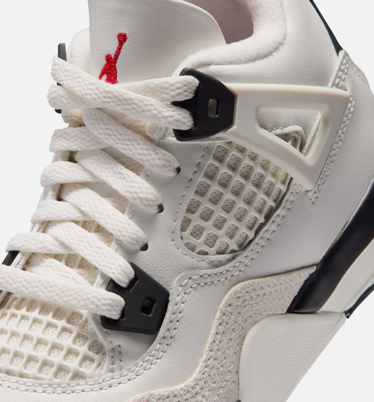 Air Jordan 4 Retro Flight Club 学前儿童生活方式运动鞋 - 帆布白/黑色/大学红