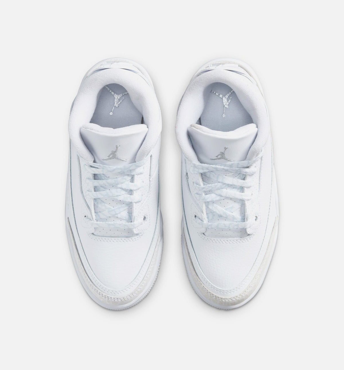 Air Jordan 3 Retro White and Silver 学前儿童生活方式运动鞋 - 白色/金属银