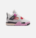 Air Jordan 4 Retro Comic 婴幼儿生活方式运动鞋 - 脱白/火焰粉/深灰