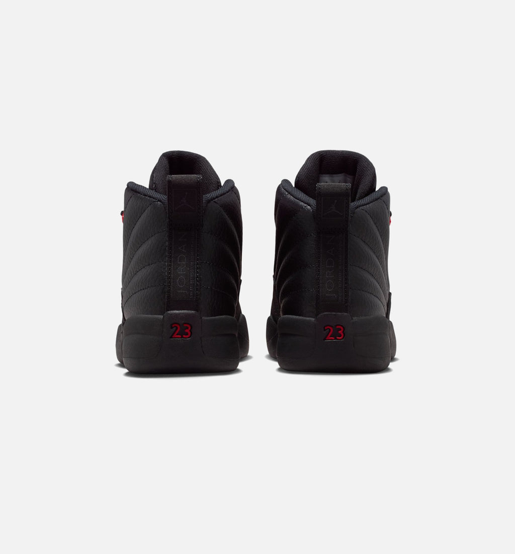 Air Jordan 12 Retro Bloodline 学前儿童生活方式运动鞋 - 黑色/校服红