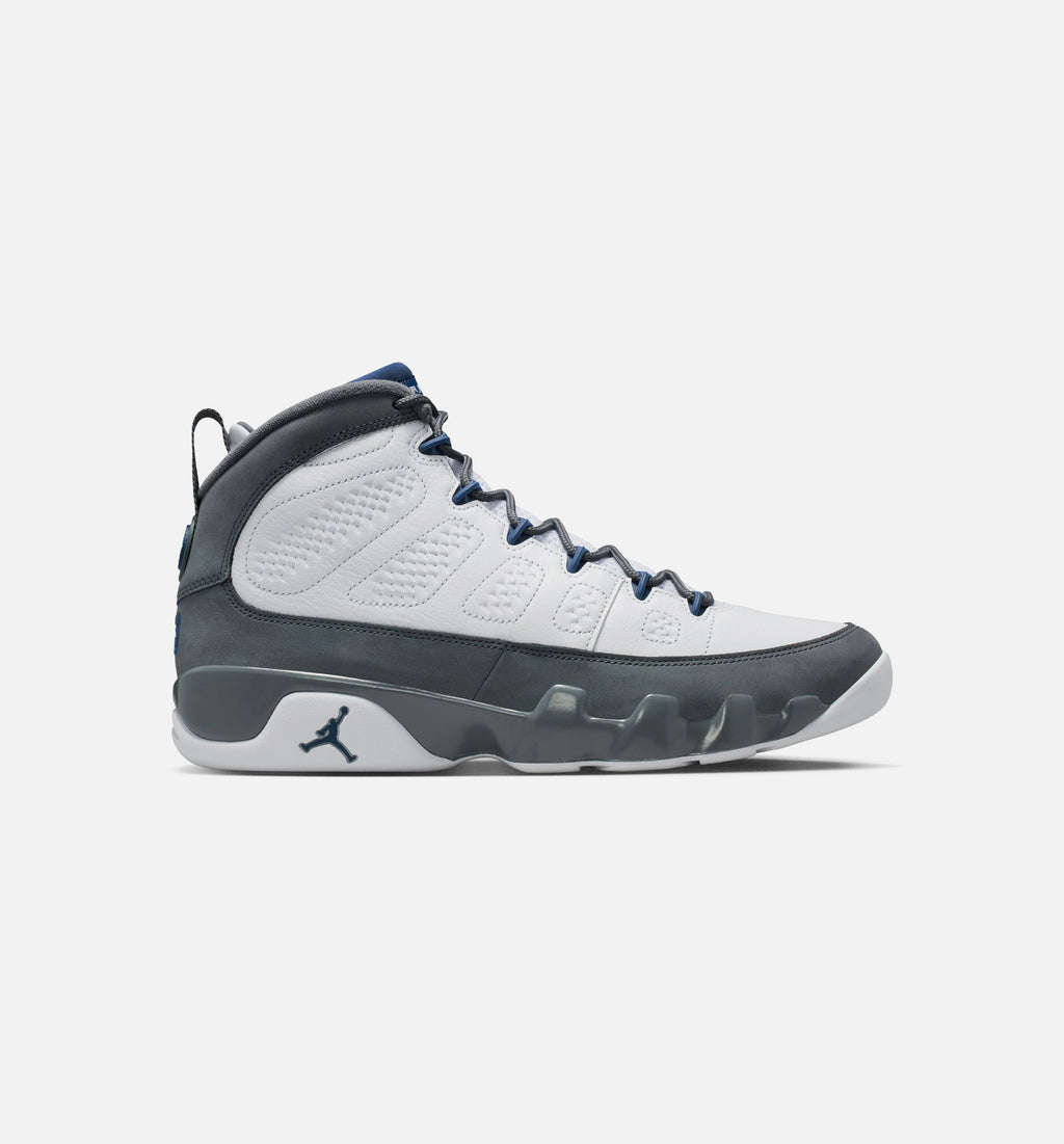 Air Jordan 9 Retro Flint Grey And French Blue 男款生活方式运动鞋 - 白色/法式蓝/熧石灰