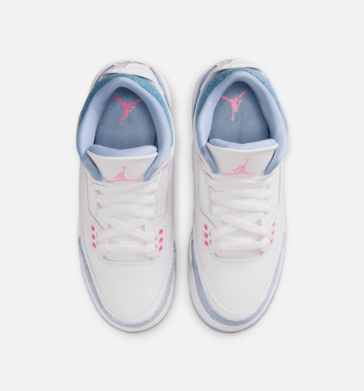 Air Jordan 3 Retro Cobalt Bliss - 青少年生活方式运动鞋（白/鈕蓝/足球灰/粉红发光）