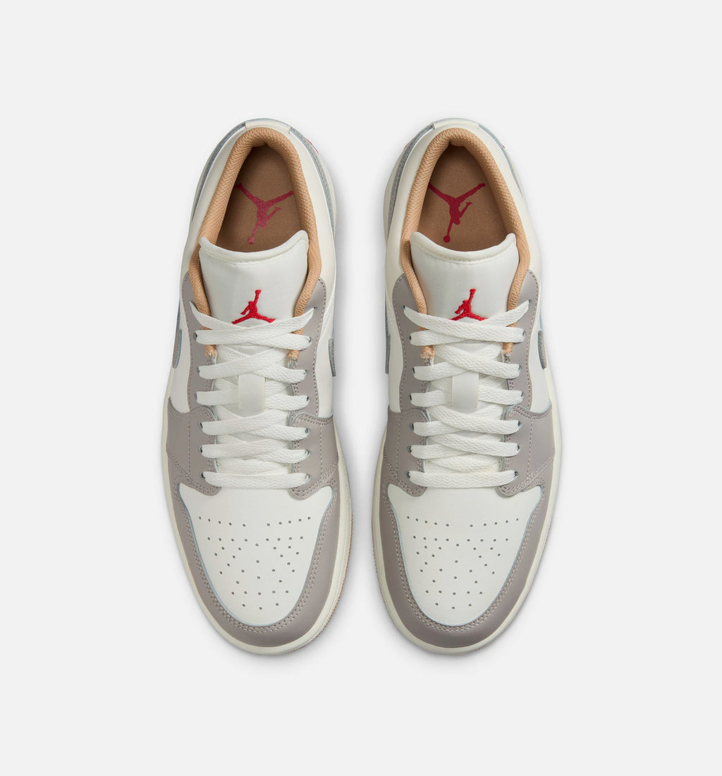 Air Jordan 1 Low - 男款生活方式运动鞋（帆布白/火焰红/学院灰/麻黄）