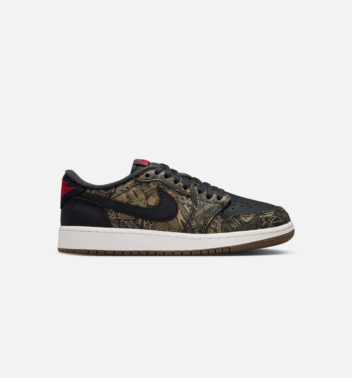 Air Jordan 1 Retro Low OG Laser - 青少年生活方式运动鞋（黑/红/峰白）