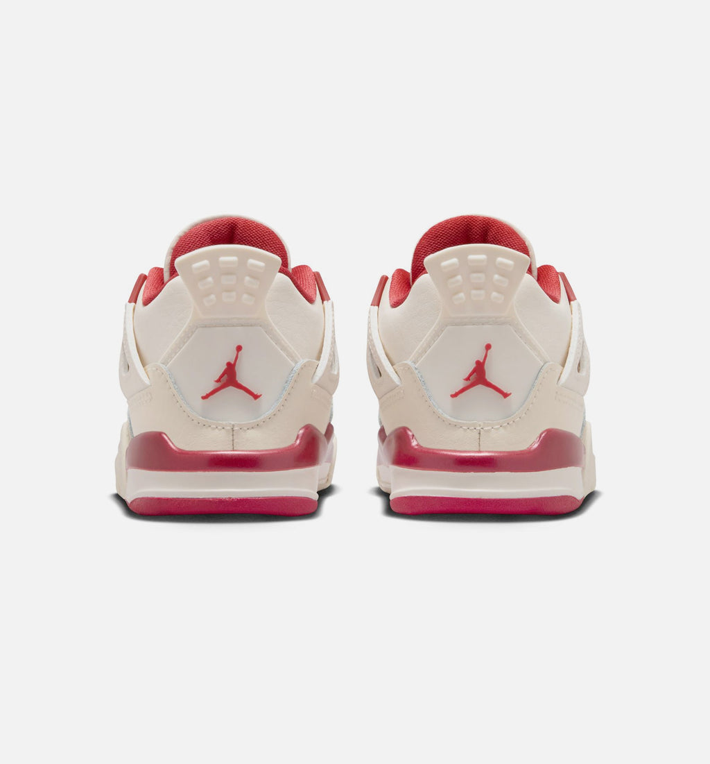 Air Jordan 4 Retro Valentine's Day 婴幼儿生活方式运动鞋 - 淡象牙/閅山红/激红