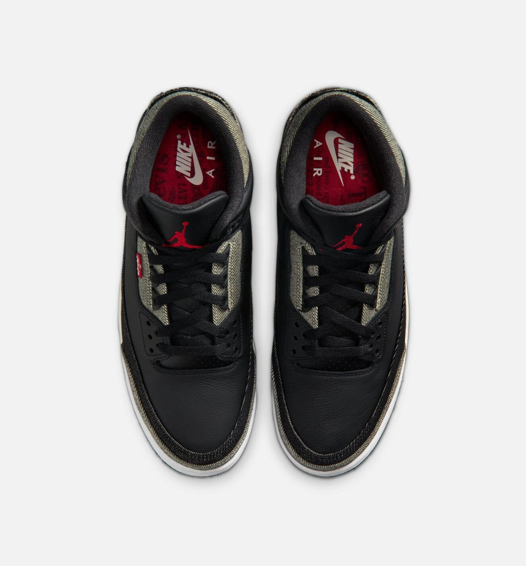 Air Jordan 3 x Levi's Black and White 男款生活方式运动鞋 - 牛仔布/黑色/健身红