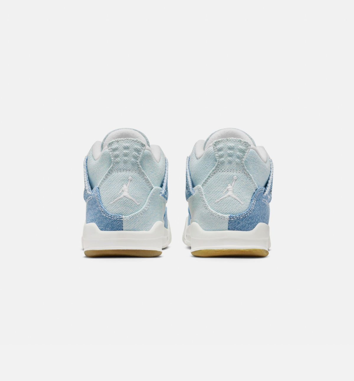 Air Jordan 4 Retro Worn Blue 学前儿童生活方式运动鞋 - 帆布白/夏旧蓝/金色