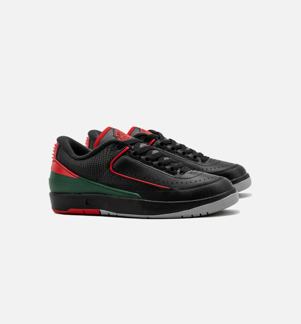 Air Jordan 2 Retro Low Christmas - 青少年生活方式运动鞋（黑/火焰红/水泥灰）