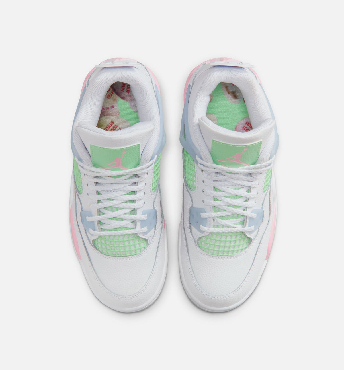 Air Jordan 4 Retro Medium Soft Pink 小学生生活方式运动鞋 - 白色/柔和粉/半蓝色