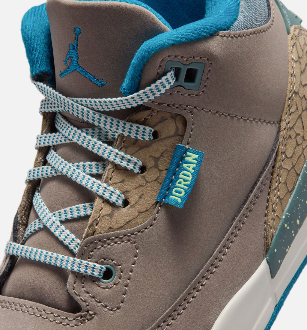 Air Jordan 3 Retro Olive Grey - 学前儿生活方式运动鞋（橄榄灰/深渊绿/卡其色/海玻璃绿）