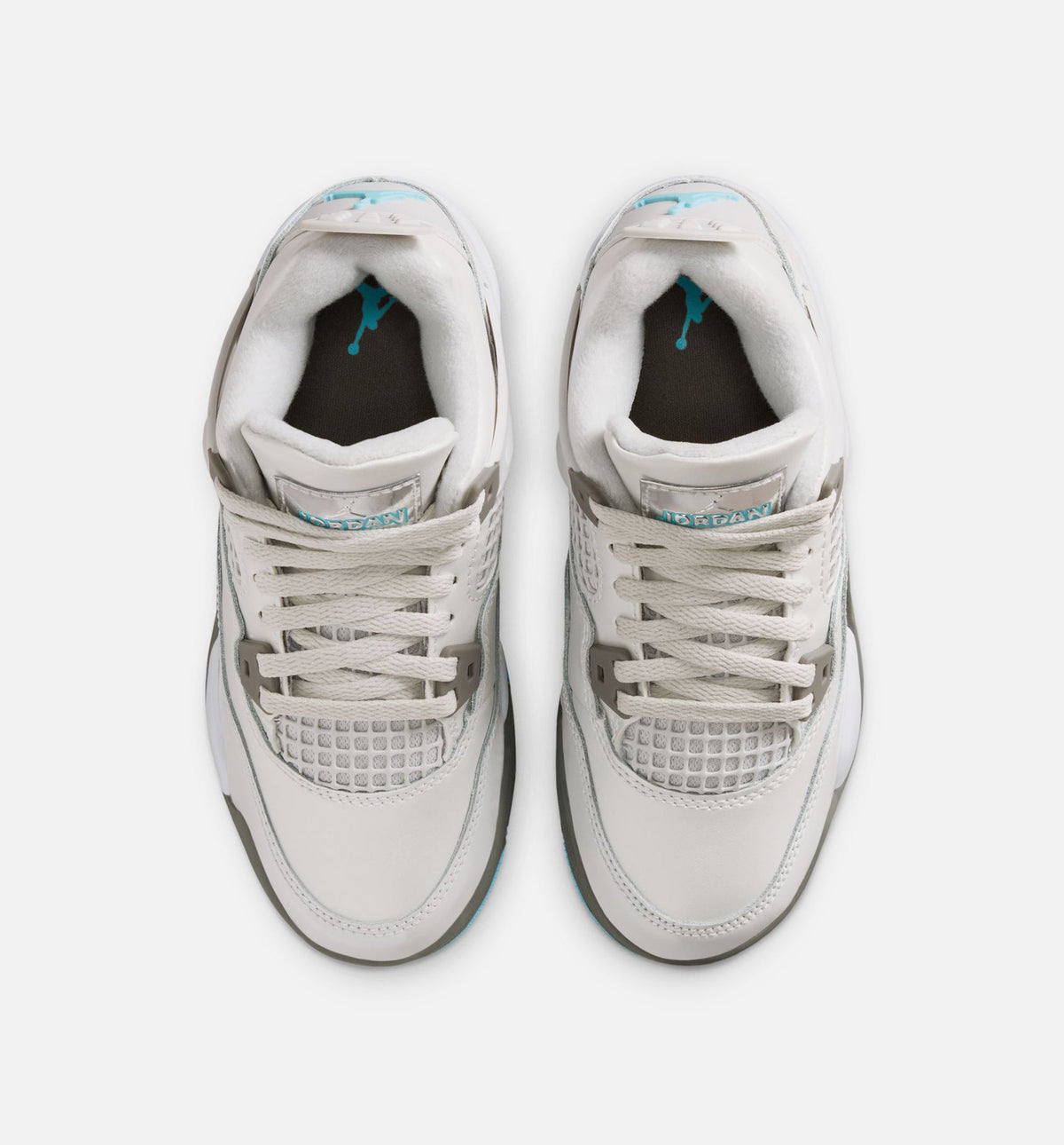 Air Jordan 4 Retro Blue Chill 学前儿童生活方式运动鞋 - 光子灰/冰蓝/铁灰/白色/蓝色淡