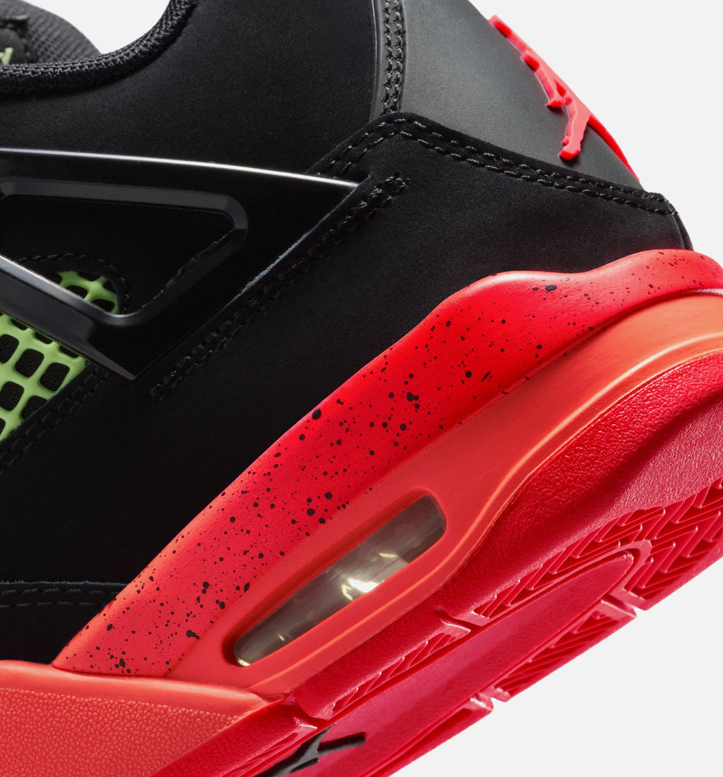 Air Jordan 4 Retro Black Infrared 23 小学生生活方式运动鞋 - 黑色/燭红色/芒果橙