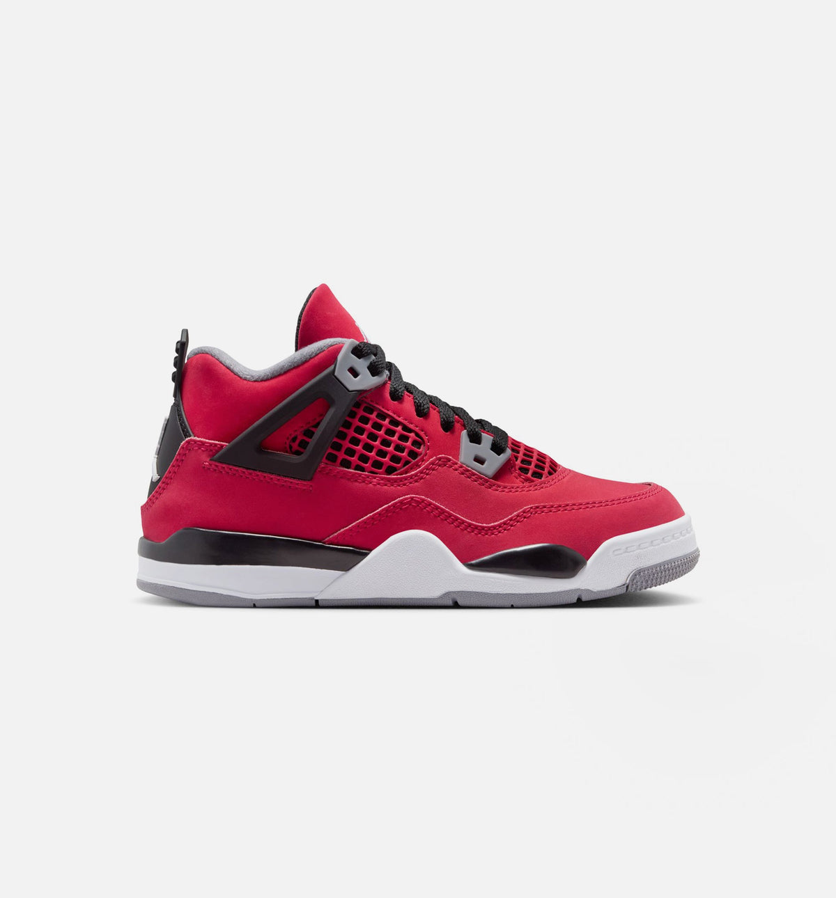 Air Jordan 4 Retro Toro Bravo 学前儿童生活方式运动鞋 - 火焰红/白色/黑色/水泥灰