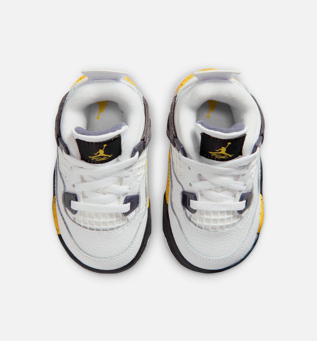 Air Jordan 4 Retro Rare Air Tour Yellow 婴幼儿生活方式运动鞋 - 白色/深蓝灰/黑色/巡回黄