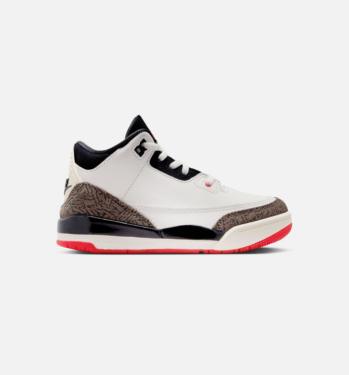 Air Jordan 3 Retro Sail and University Red - 学前儿生活方式运动鞋（帆布白/黑/大学红/淡象牙）