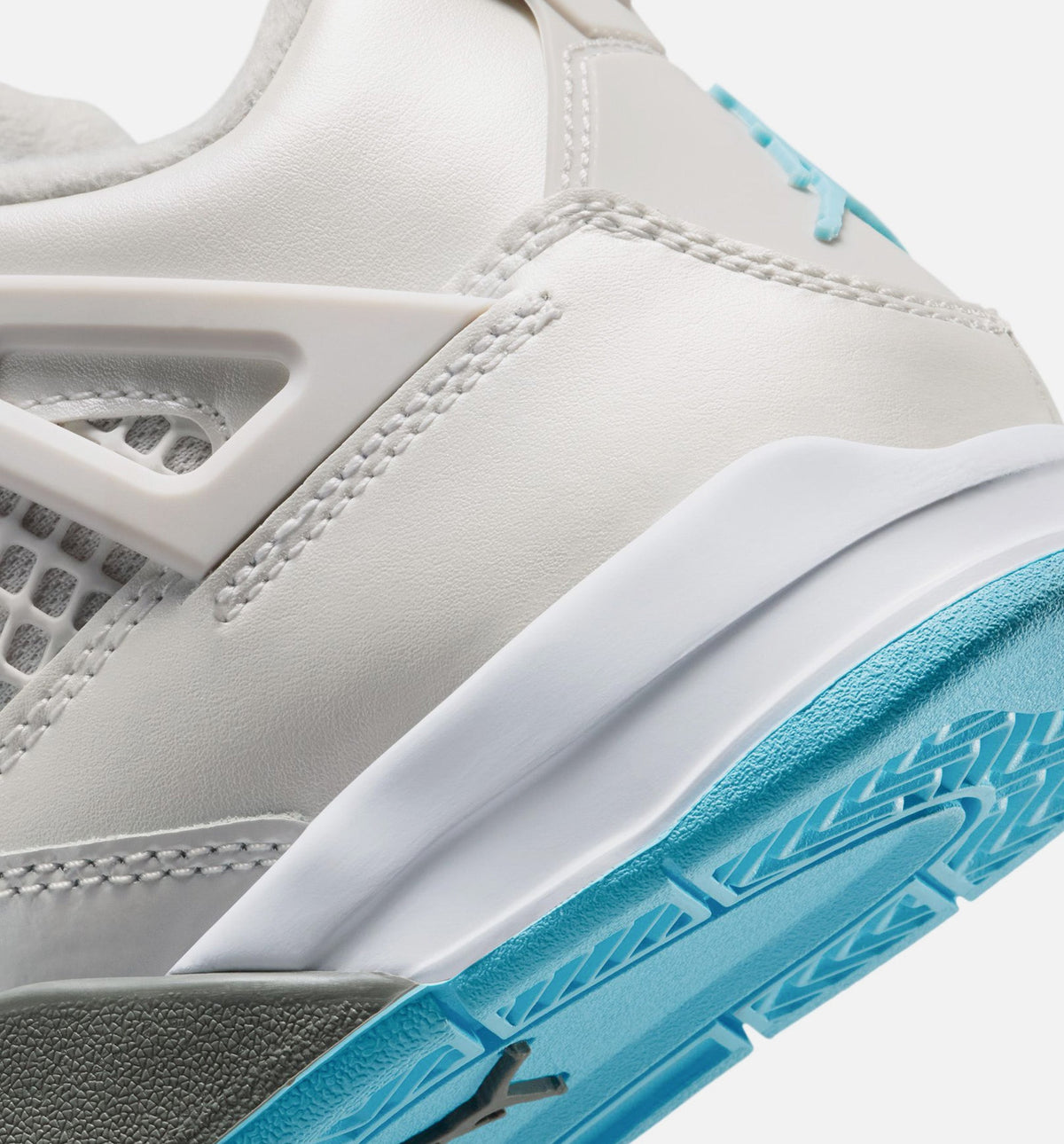 Air Jordan 4 Retro Blue Chill 学前儿童生活方式运动鞋 - 光子灰/冰蓝/铁灰/白色/蓝色淡