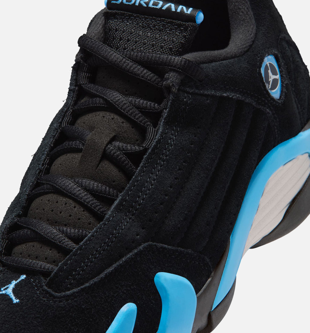 Air Jordan 14 Retro Black University Blue 大童生活方式运动鞋 - 黑色/白色/学院蓝