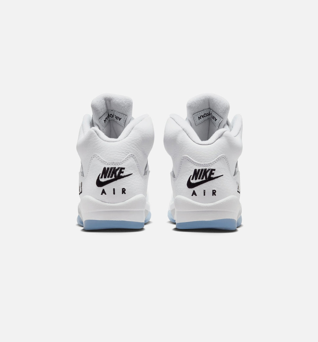Air Jordan 5 Retro OG White Metallic 小学生生活方式运动鞋 - 白色/黑色/金属银